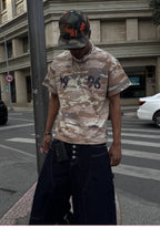 STEEPC Aged Desert Camo Pearl Embellished Print Tee