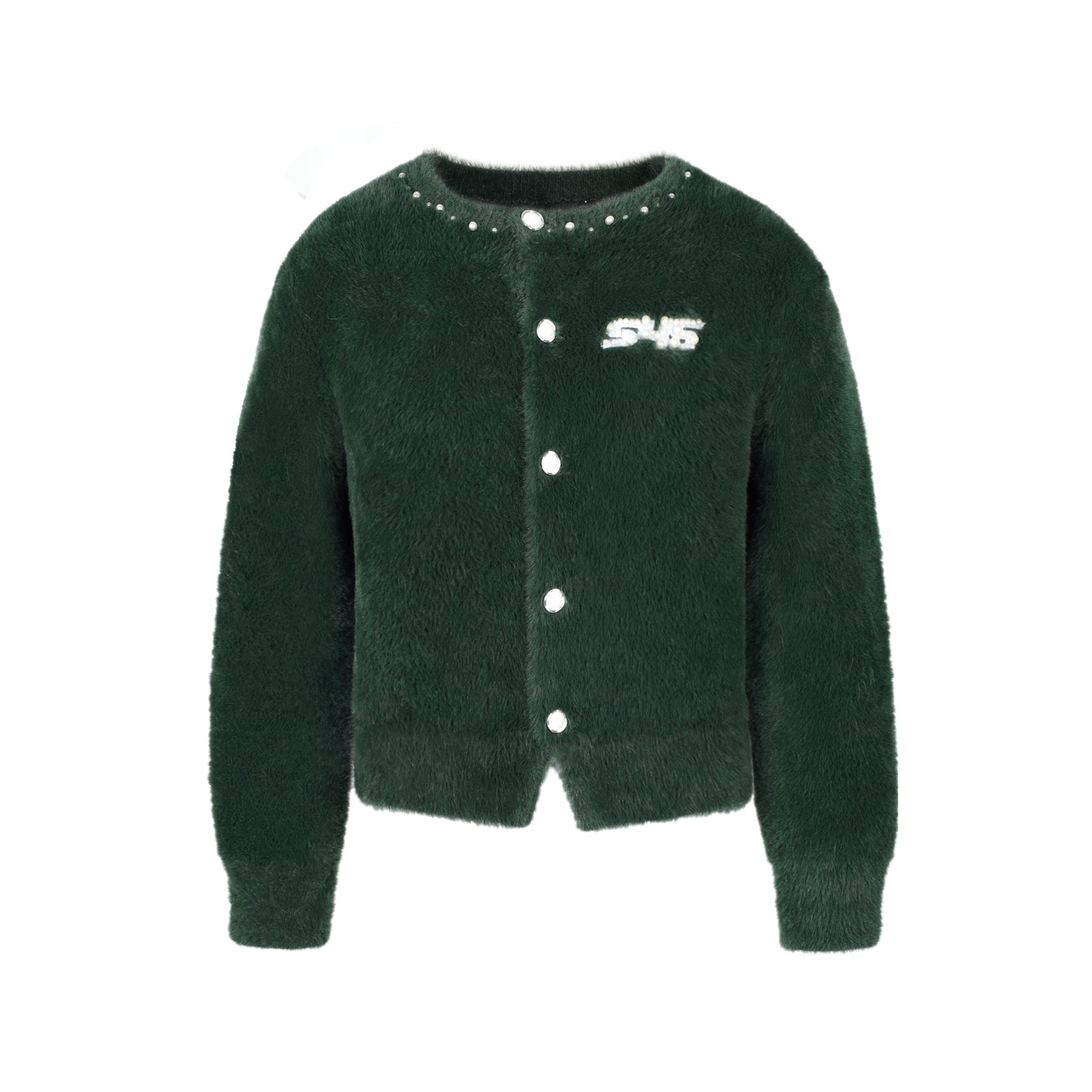 S45 Pearl Button Fuzzy Fleece Cardigan