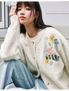 MEDM Floral Vine Embroidered Knit Cardigan