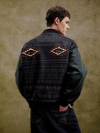 YADcrew Pearl Studded Ethnic Varsity Jacket