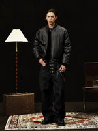 YADcrew Embossed PU Leather Down Jacket