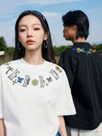 MEDM Butterfly Embroidered Neckline Tee