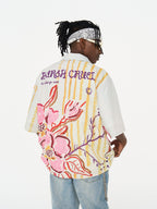 Harsh and Cruel Floral Crayon Drawing Full Print Cuban Shirt