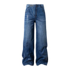 YADcrew PU Jelly Finish Washed Flared Denim Jeans
