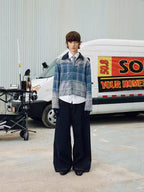 SOD Co. Washed Blue Gradient Plaid Jacket