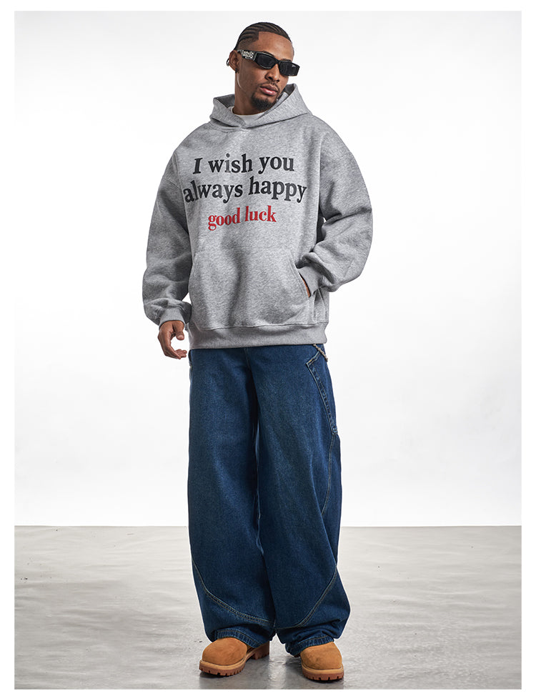 F3F Select Good Luck Printed Letter Hoodie