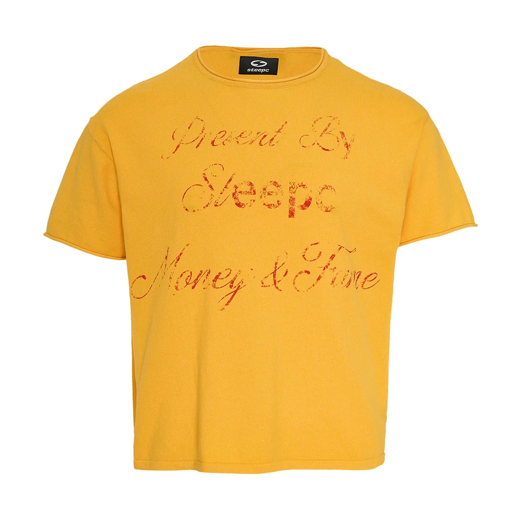 STEEPC Contrast Old Print Boxy Knit Tee