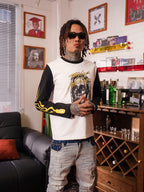 TGFCLUB Skull Print Color Block Slim Fit Long Sleeve Tee