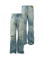 STEEPC Dirty Washed Faded Distressed Jeans