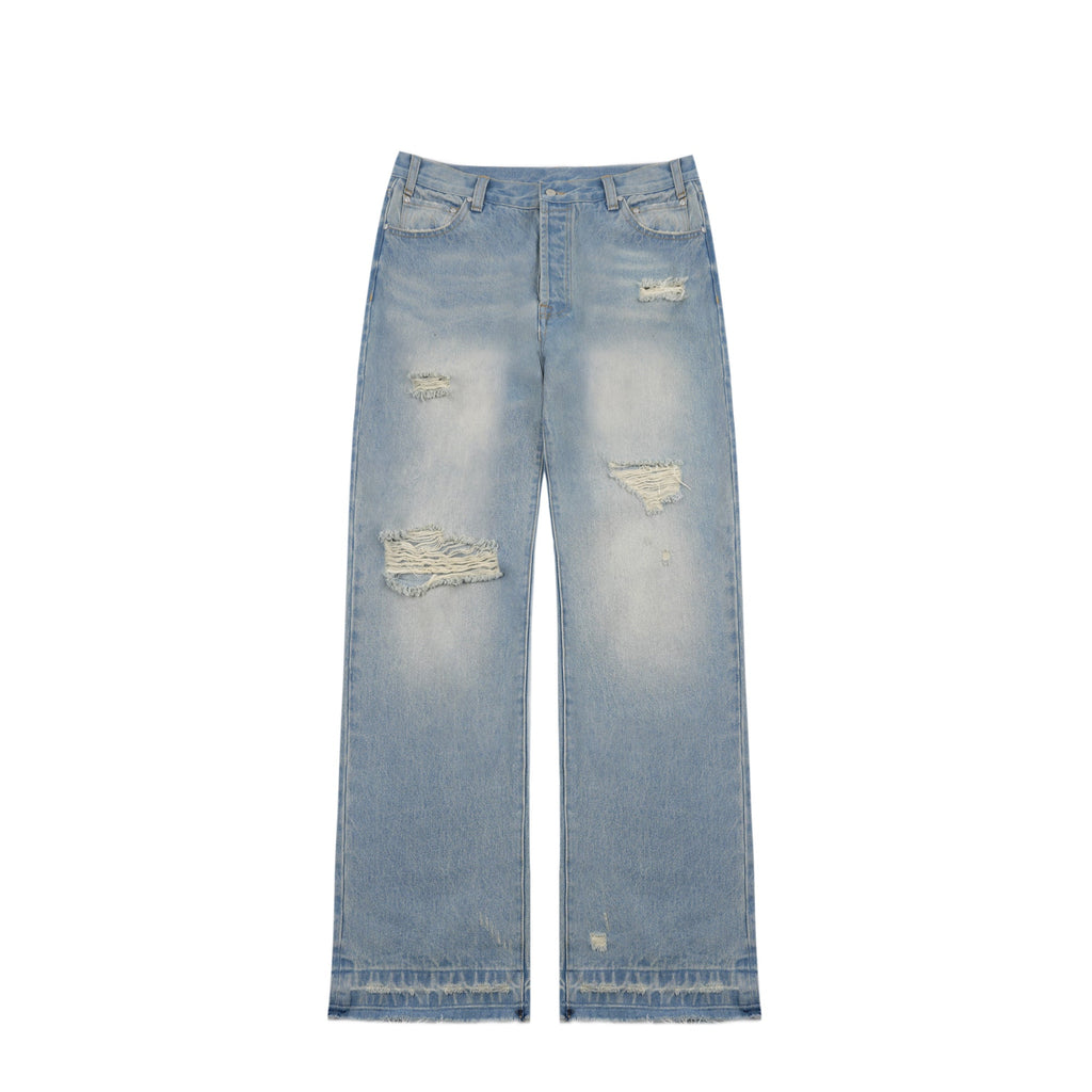 S45 Scattered Hem Washed Distressed Holes Jeans