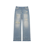 S45 Scattered Hem Washed Distressed Holes Jeans