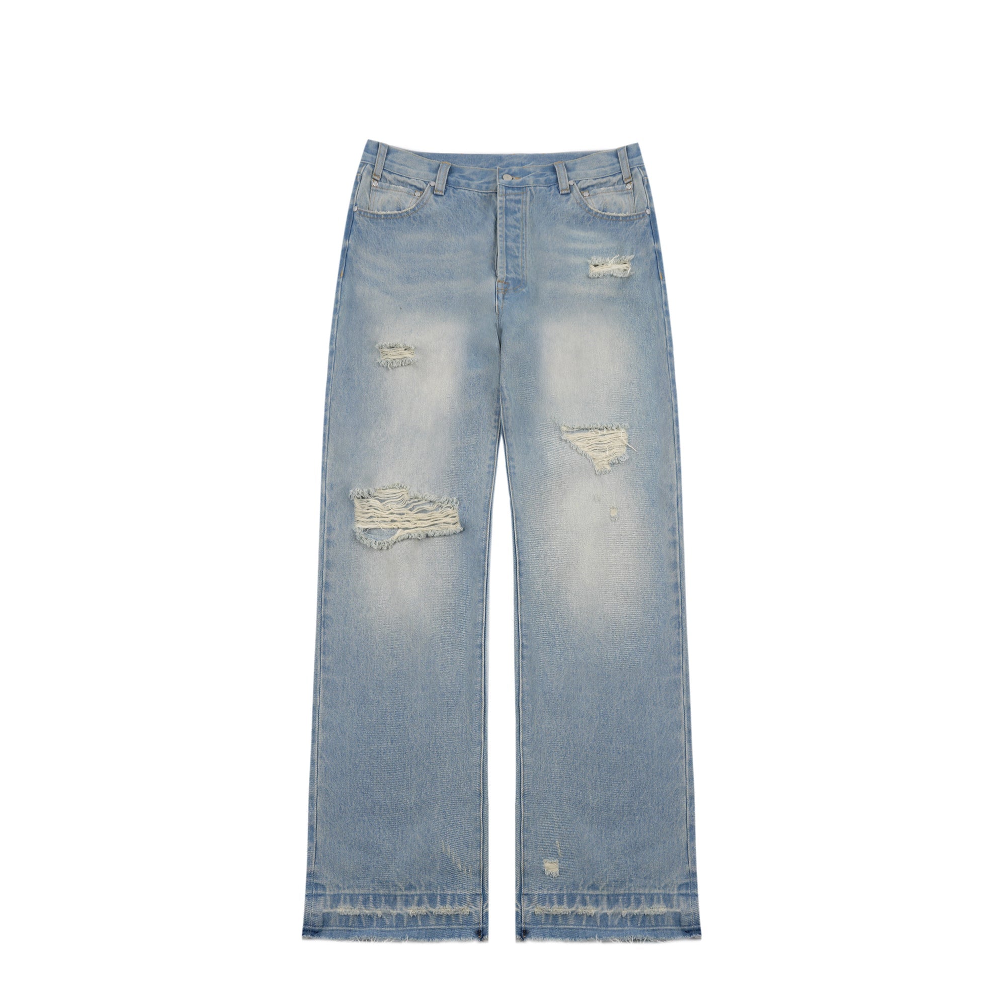 S45 Scattered Hem Washed Distressed Holes Jeans