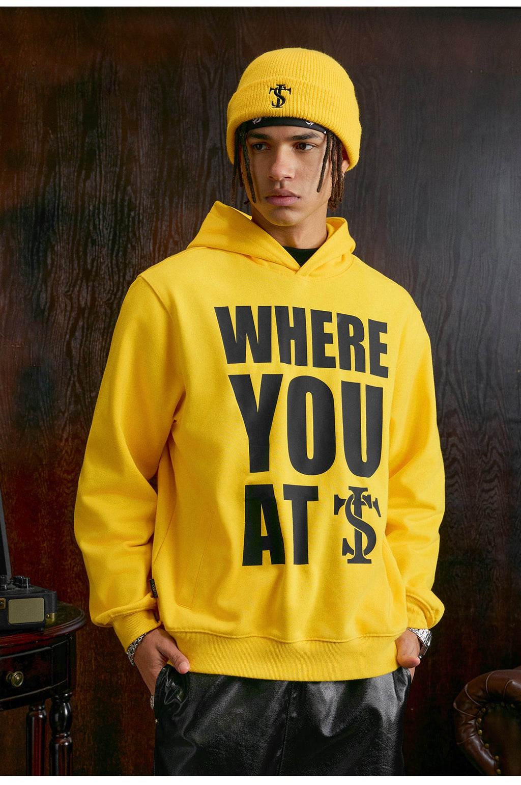 Small Town Kid WHERE YOU AT Slogan Hoodie