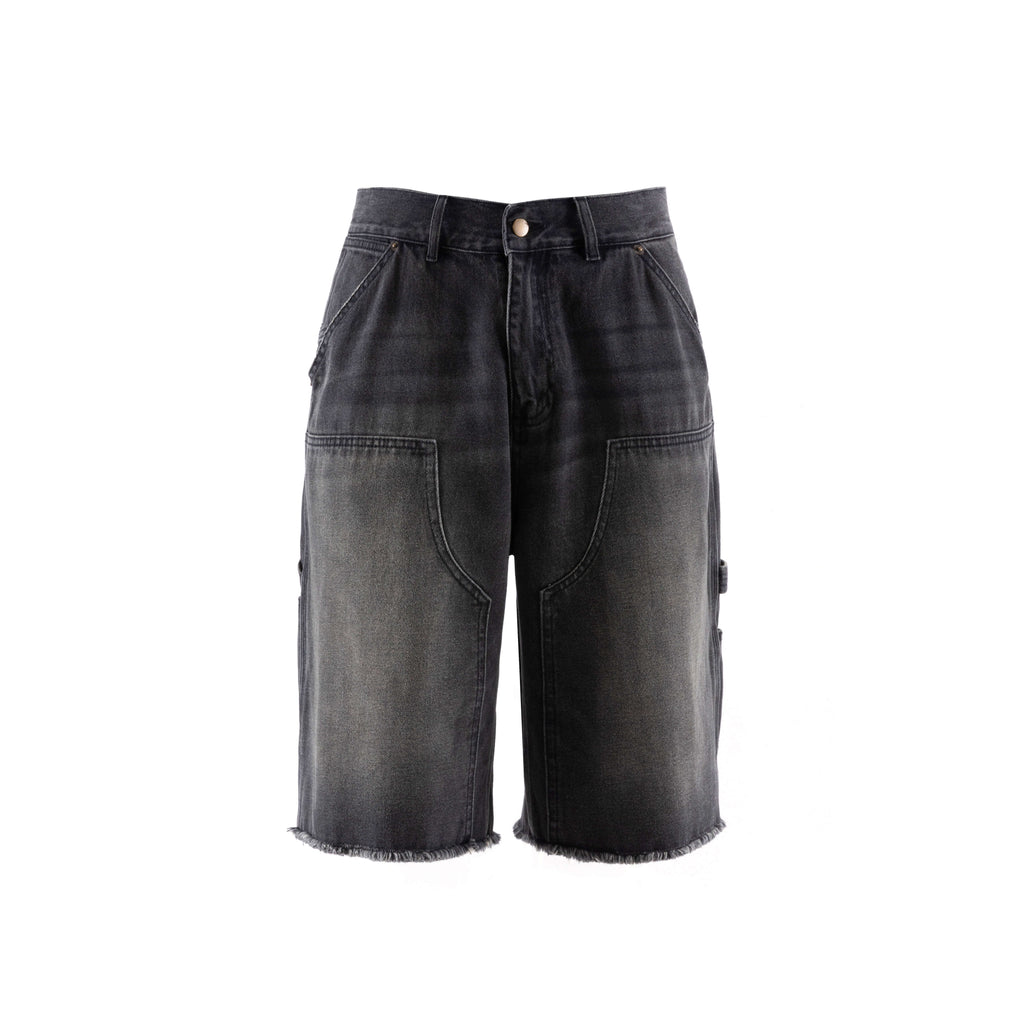 LIBERAFIT Double Knee Washed Denim Shorts