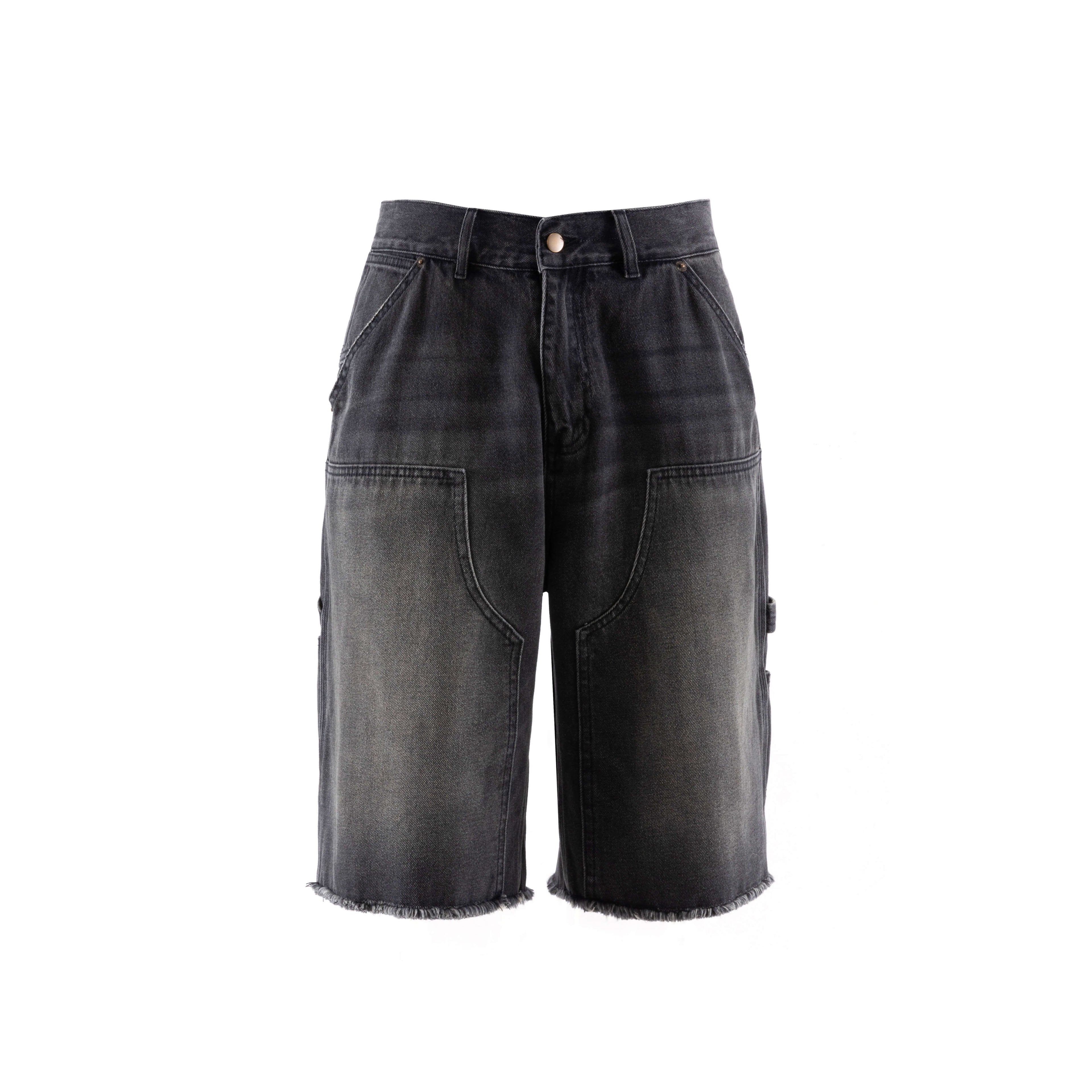 LIBERAFIT Double Knee Washed Denim Shorts
