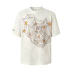 YADcrew Pearl Studded Star Spider Web Print Tee