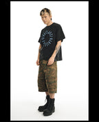 NOVACAM Circle Letter Vintage Washed Black Stitch Tee