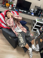 EVETS Washed Faded Camouflage Patchwork Shorts