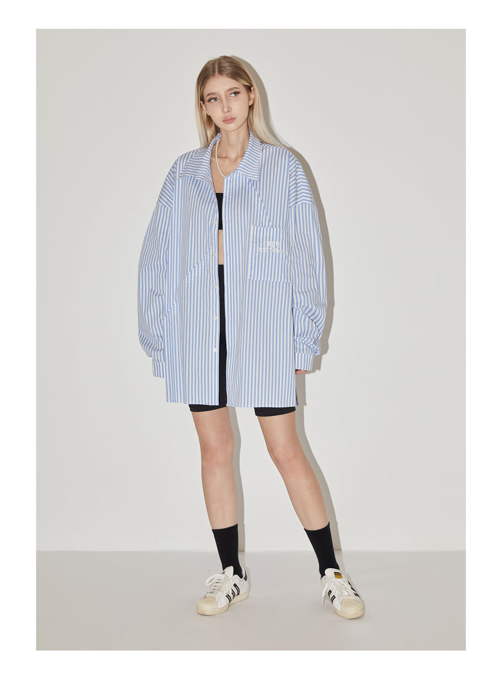 EMPTY REFERENCE Stripes Structured Long Sleeved Shirt