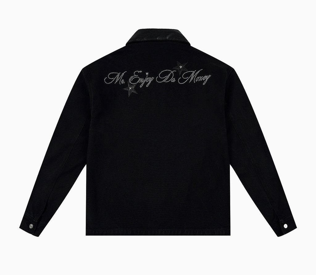 MEDM Star Studded Leather Patch Detroit Jacket