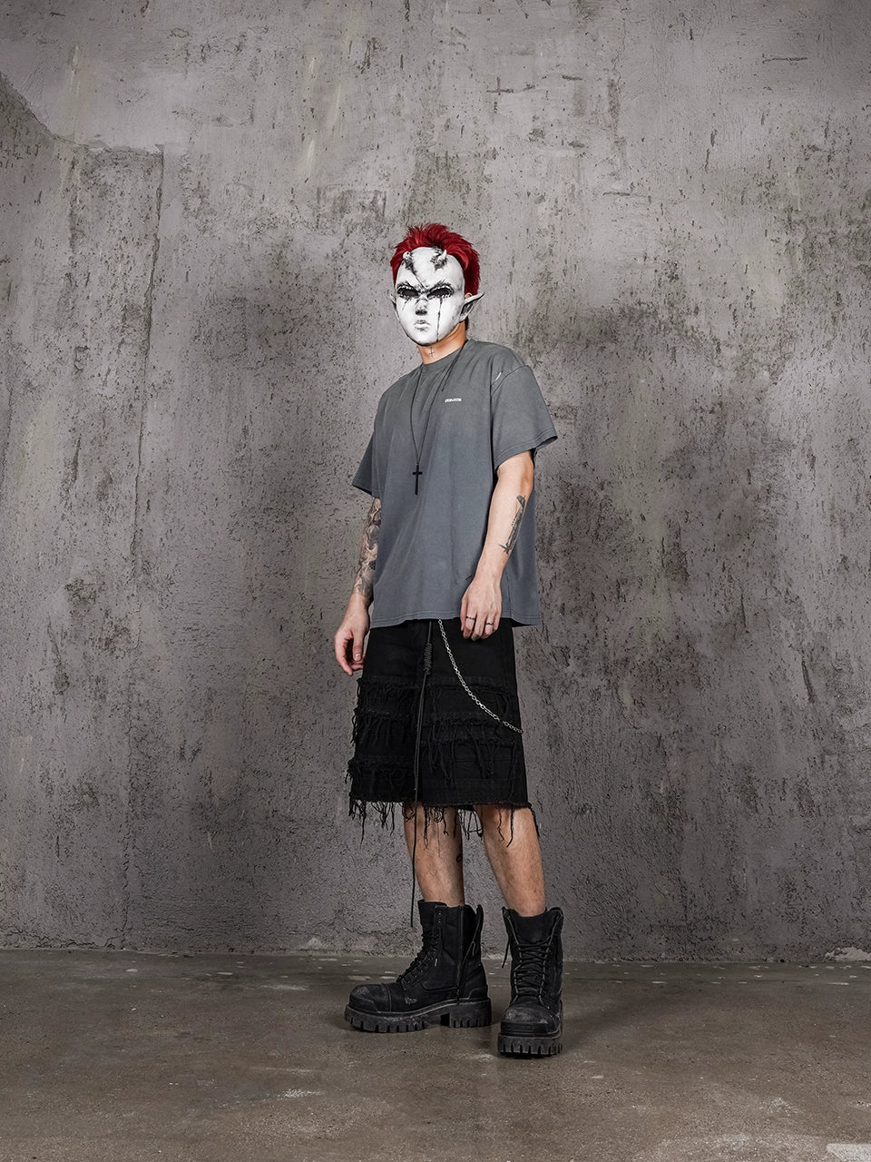 UNDERWATER Handmade Cut Distressed Dust Blue Tee