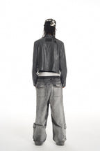 KARMANISTIC Racing Short Leather Jacket