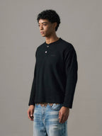 S45 Waffle Henley Neck Long Sleeve Tee