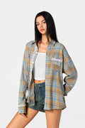 Achock Plaid Lace Long Sleeved Shirt