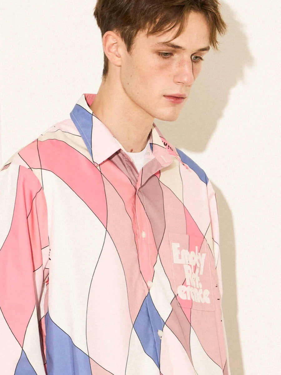 EMPTY REFERENCE Wave Multi Color Block Long Sleeve Shirt
