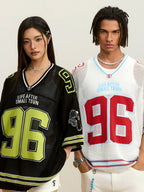 Small Town Kid Mesh Knit V Neck Rugby Jersey