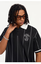Small Town Kid Pearl Logo Striped Polo Jersey