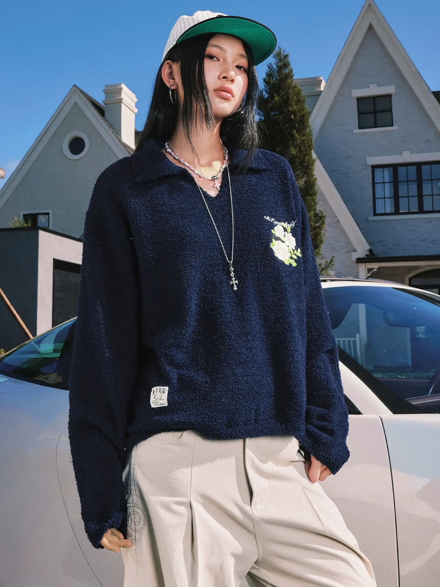 MEDM Coral Fleece Knit Long Sleeve Polo