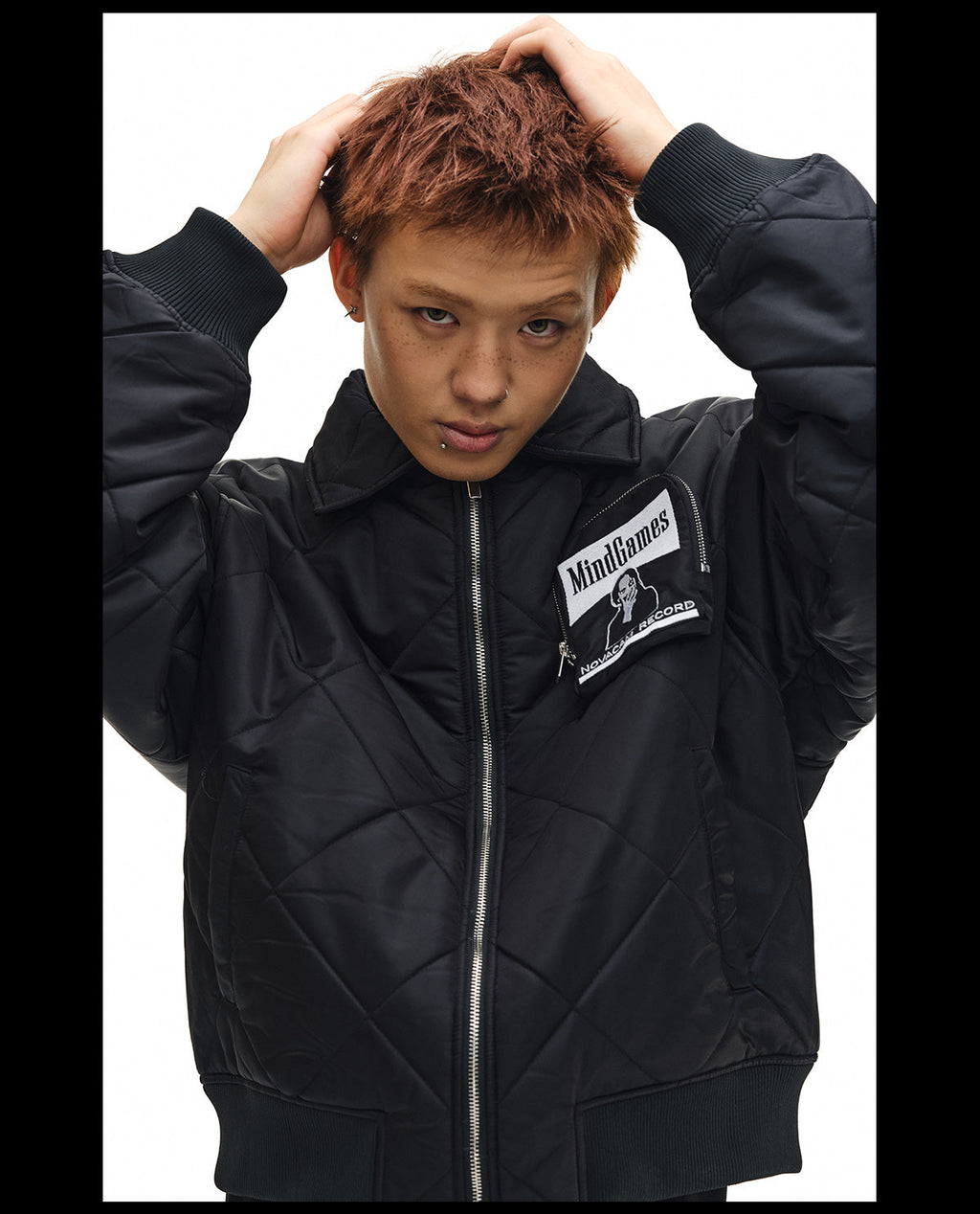 NOVACAM Diamond Plaid Quilted Puffer Jacket