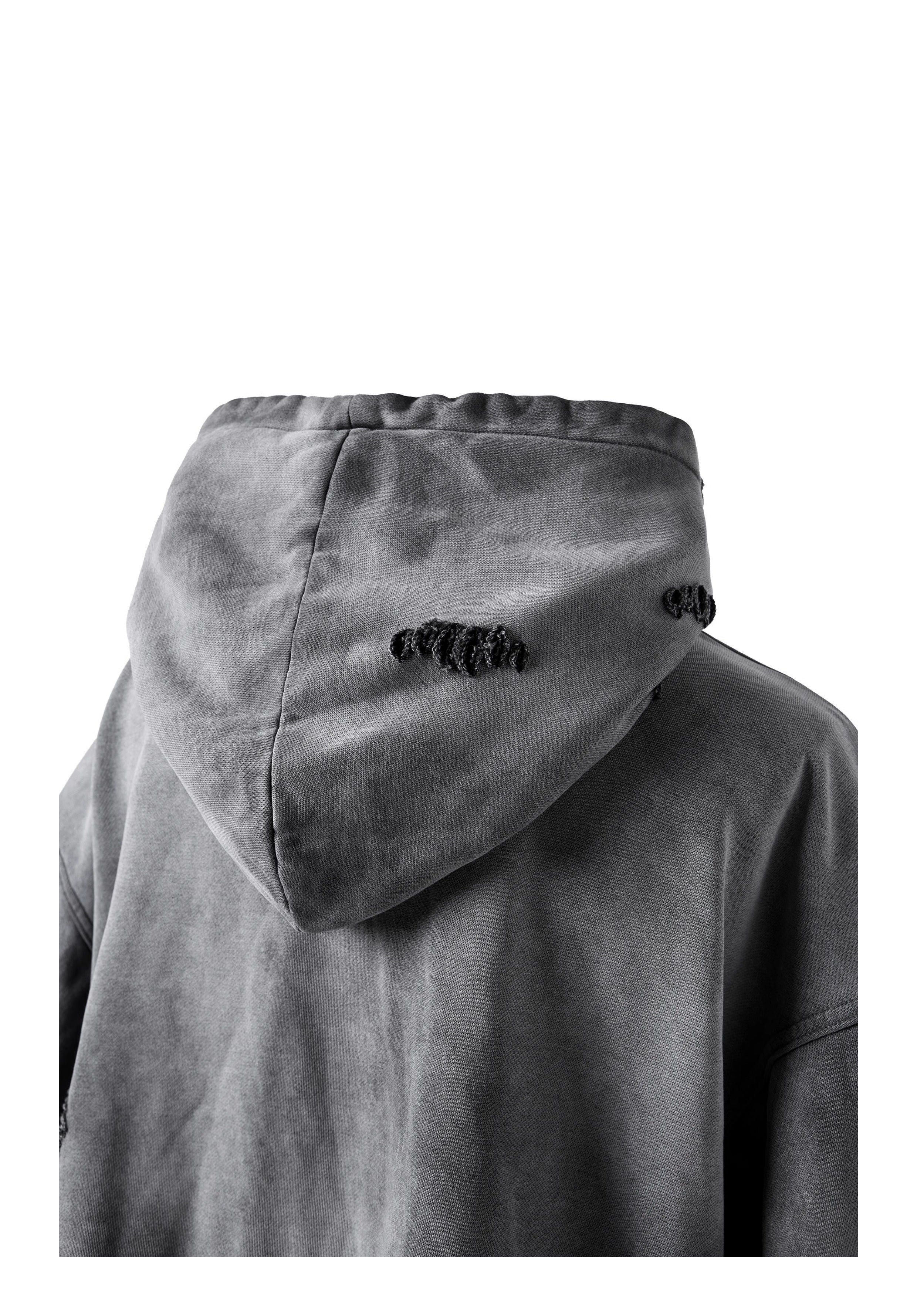 KARMANISTIC Distressed Washed Rivets Hoodie