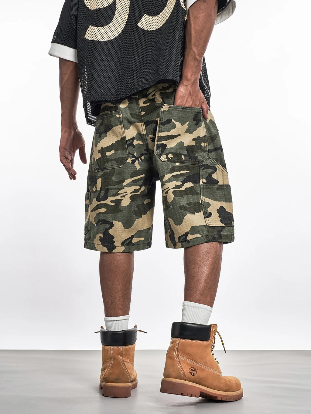 F3F Select Ripstop Double Knee Camouflage Studs Work Shorts