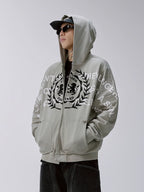 F2CE Embroidered Printed Zip Up Hoodie