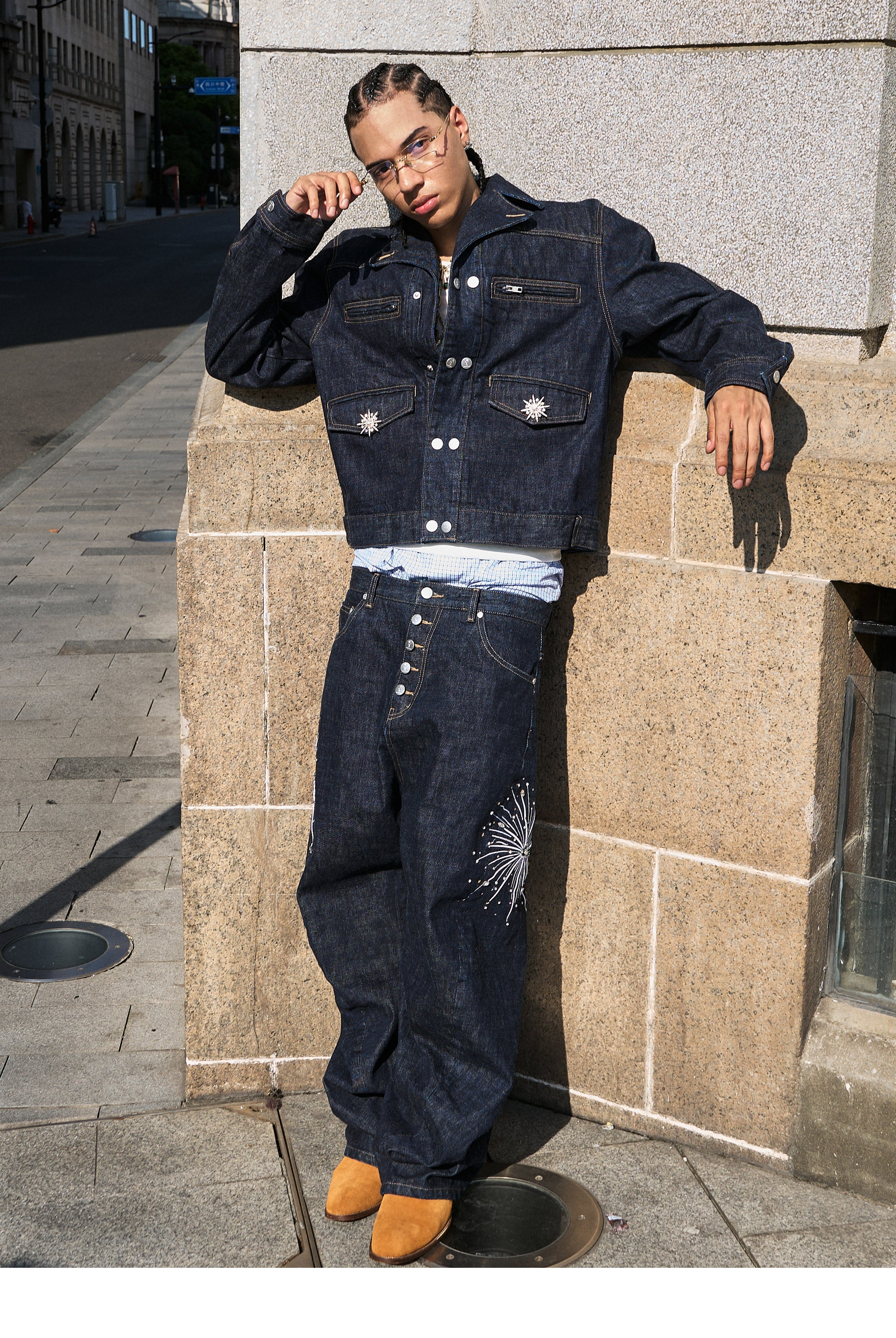 STEEPC Double Breasted Denim Jacket