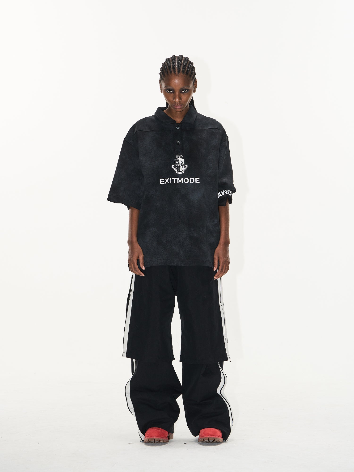 BLIND NO PLAN Cloud Shadow Distressed Dye Printed Polo