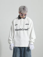 Harsh and Cruel Patchwork Embroidery Long Sleeve POLO