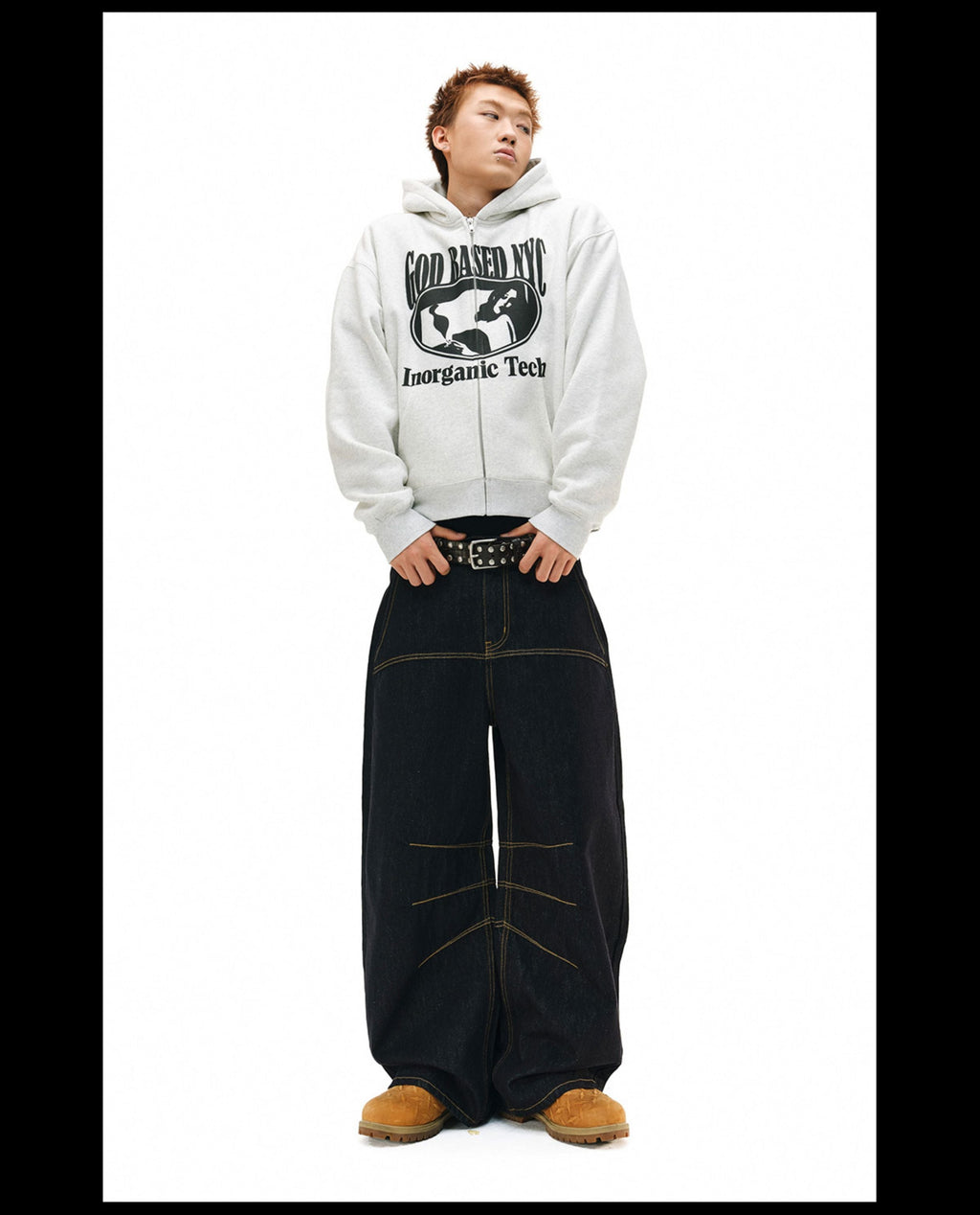 NOVACAM Yellow Stitch Baggy Jeans