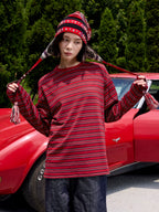 S45 Rhinestone Flame Stripe Long Sleeve Tee