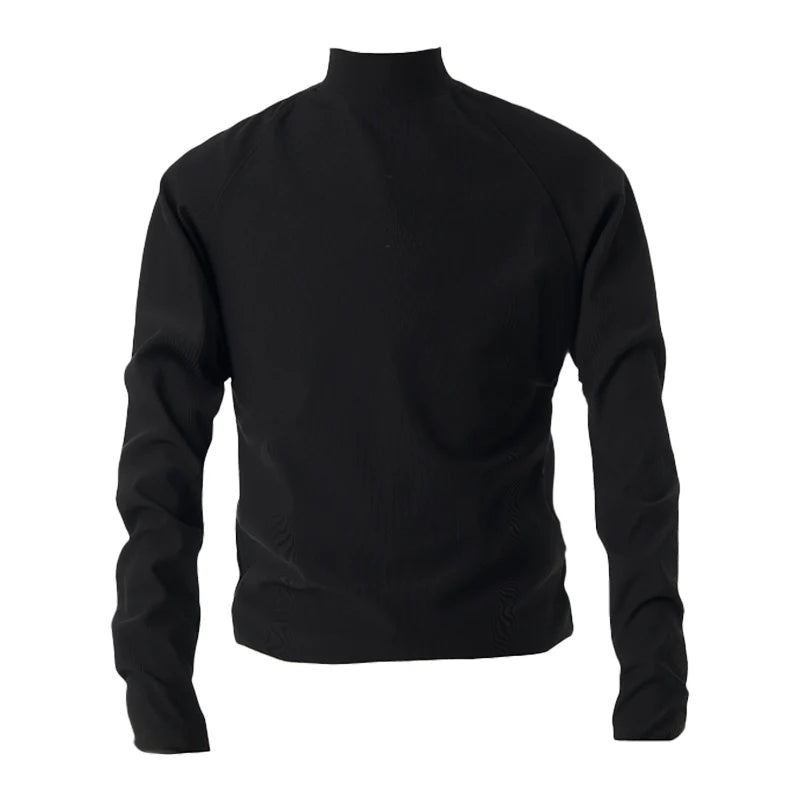 KARMANISTIC Slim Stretch Mock Neck Long Sleeve Tee