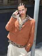 STEEPC Houndstooth Wool Blend Short Suit Jacket