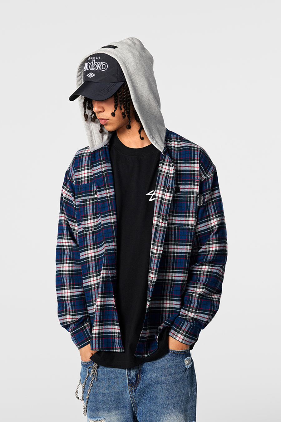 Achock Plaid Hooded Long Sleeved Shirt