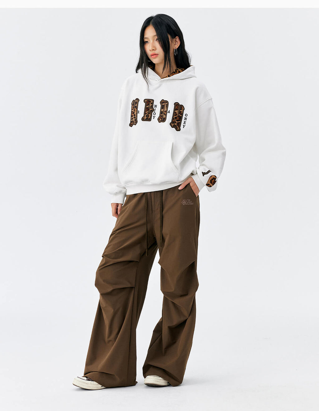 MEDM Leopard Faux Fur Layered Hoodie