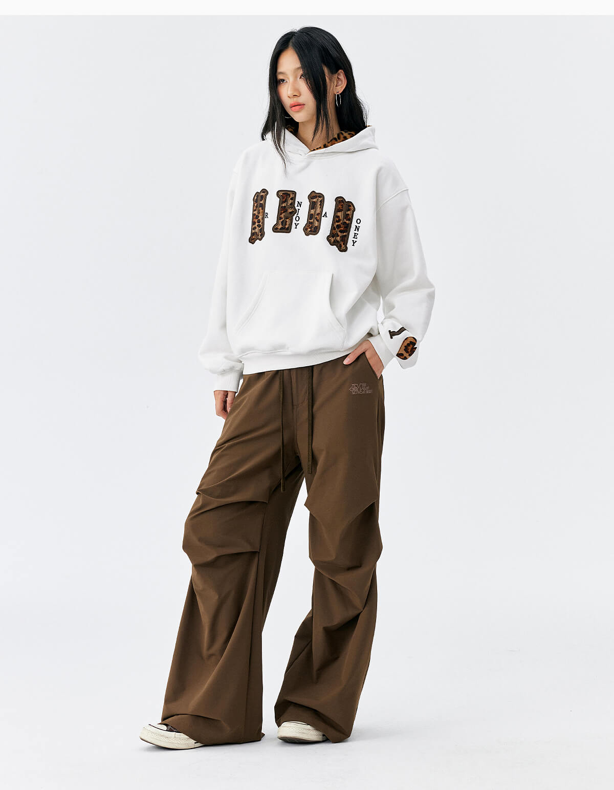 MEDM Leopard Faux Fur Layered Hoodie