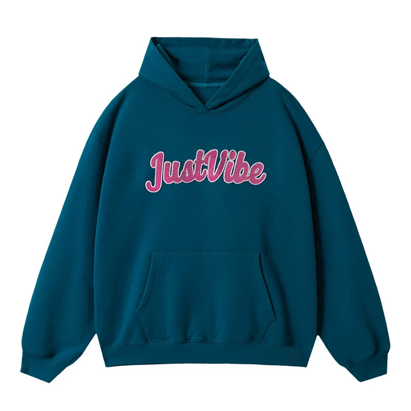 JUST VIBE Terry Embroidered Logo Hoodie