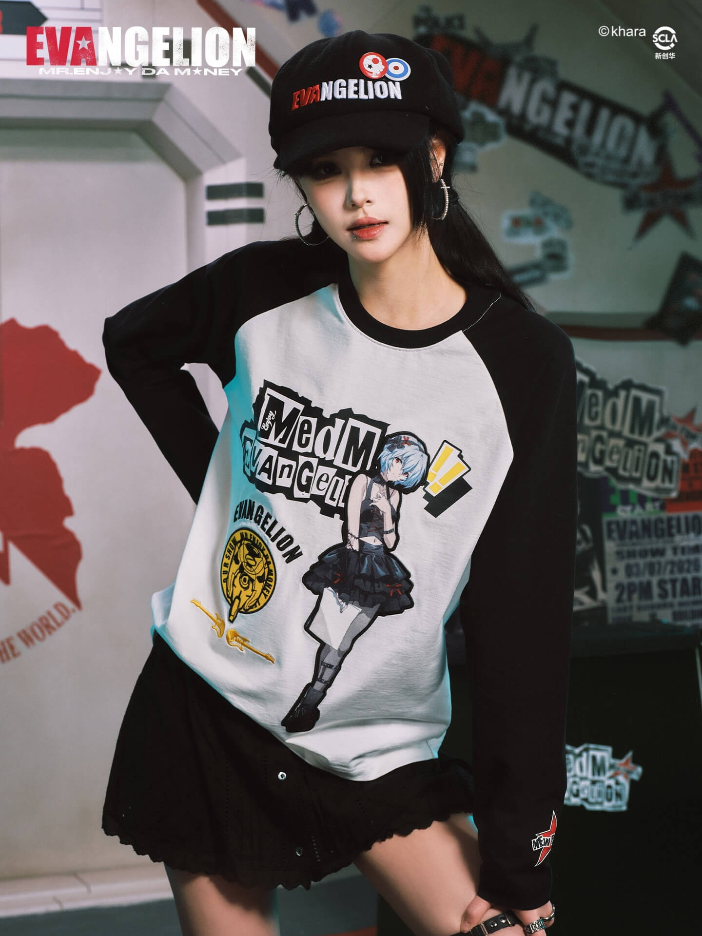 MEDM x EVA NEVER END Character Print Raglan Long Sleeve Tee