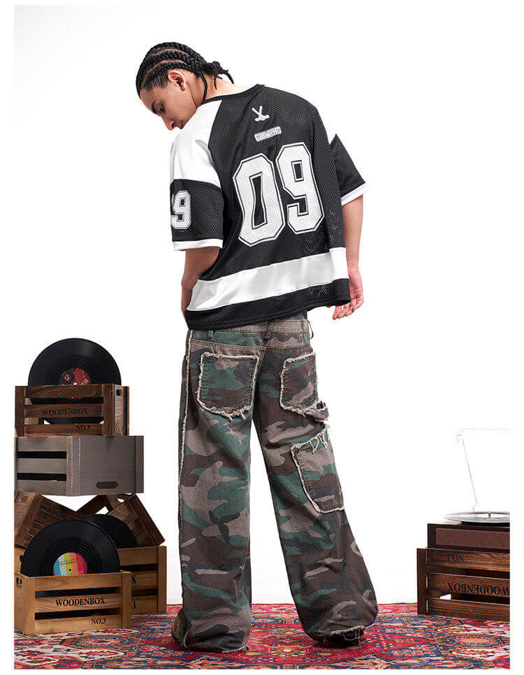 F3F Select Color Block Lace Up Mesh Short Sleeve Hockey Jersey