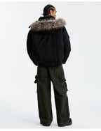 MEDM Detachable Fur Metal Snaps Down Jacket